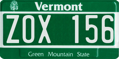 VT license plate ZOX156