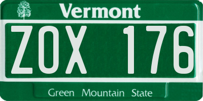 VT license plate ZOX176