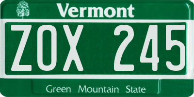 VT license plate ZOX245