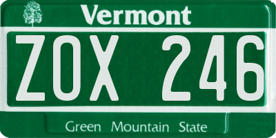 VT license plate ZOX246