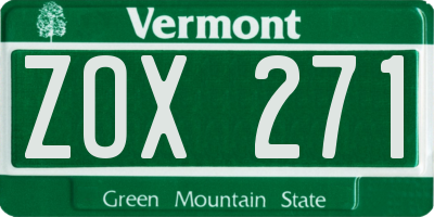 VT license plate ZOX271