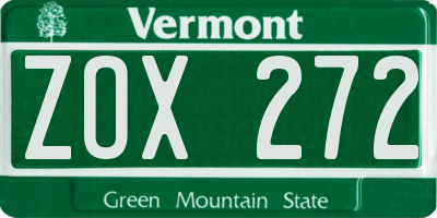 VT license plate ZOX272