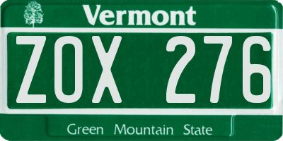 VT license plate ZOX276