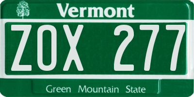 VT license plate ZOX277