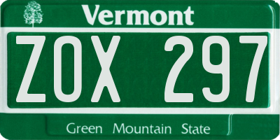 VT license plate ZOX297