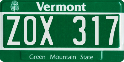 VT license plate ZOX317