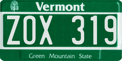 VT license plate ZOX319