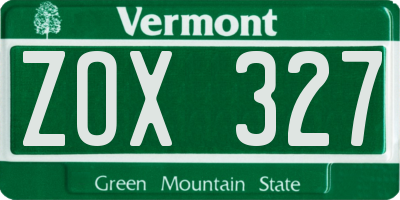 VT license plate ZOX327