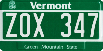 VT license plate ZOX347