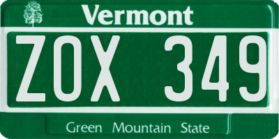 VT license plate ZOX349