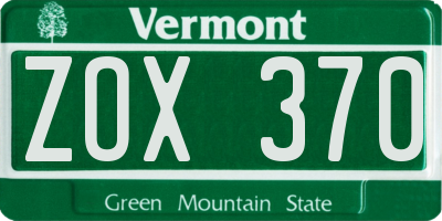 VT license plate ZOX370