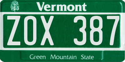 VT license plate ZOX387