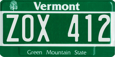 VT license plate ZOX412
