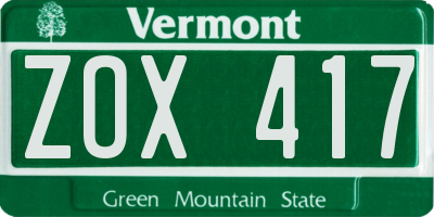 VT license plate ZOX417