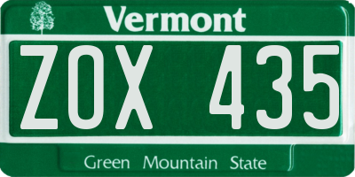 VT license plate ZOX435