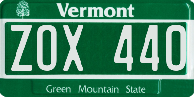 VT license plate ZOX440