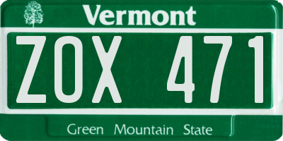 VT license plate ZOX471