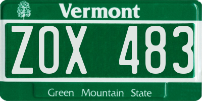 VT license plate ZOX483