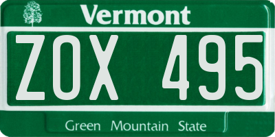 VT license plate ZOX495