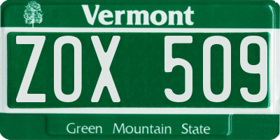 VT license plate ZOX509