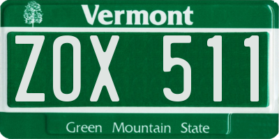 VT license plate ZOX511