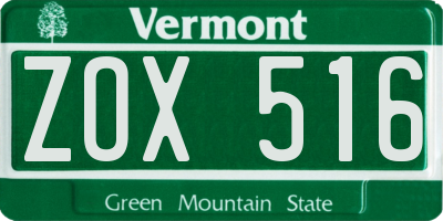 VT license plate ZOX516