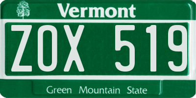 VT license plate ZOX519