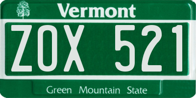 VT license plate ZOX521
