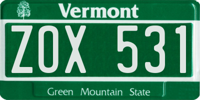 VT license plate ZOX531