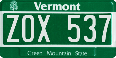 VT license plate ZOX537
