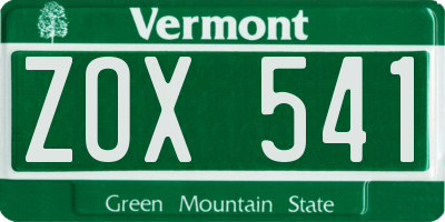 VT license plate ZOX541