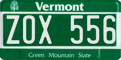 VT license plate ZOX556