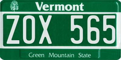 VT license plate ZOX565