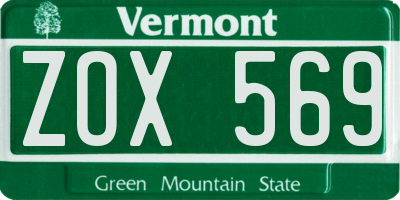 VT license plate ZOX569