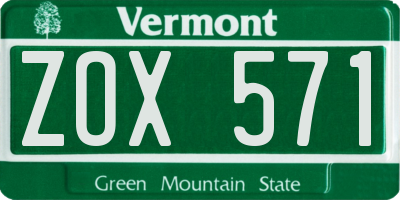 VT license plate ZOX571