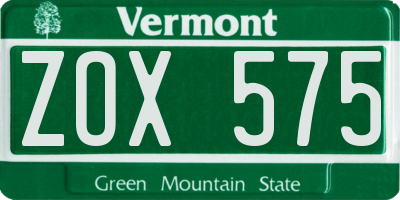 VT license plate ZOX575