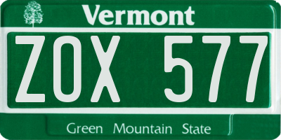 VT license plate ZOX577