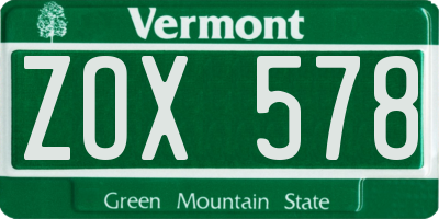 VT license plate ZOX578