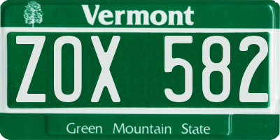 VT license plate ZOX582
