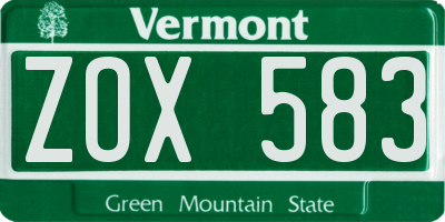 VT license plate ZOX583