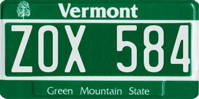 VT license plate ZOX584