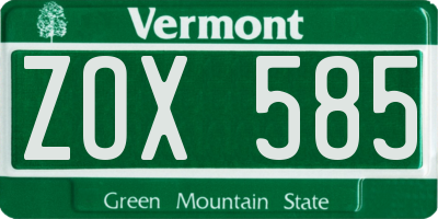 VT license plate ZOX585