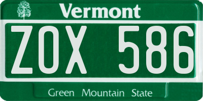 VT license plate ZOX586