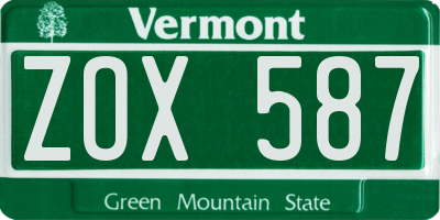 VT license plate ZOX587