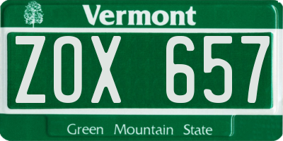 VT license plate ZOX657