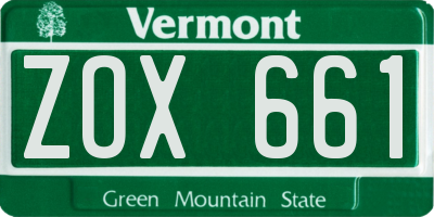 VT license plate ZOX661