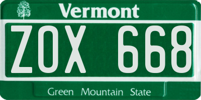 VT license plate ZOX668