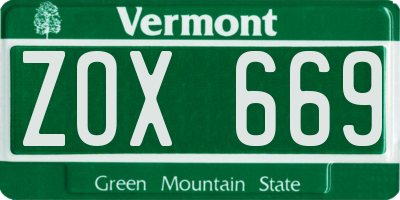 VT license plate ZOX669