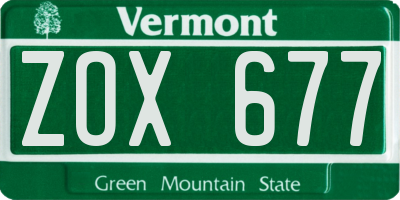 VT license plate ZOX677