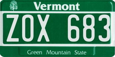 VT license plate ZOX683